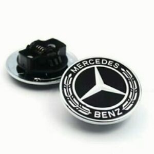 57 mm/cofano anteriore per MB C400 C43 C63 ARGENTO NERO EMBLEMA CORONA/BADGE ALLORO PIATTO