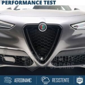 Cover Griglia per Alfa Romeo Stelvio Cornice V Nero Lucido Bordino Decorativo