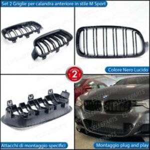 GRIGLIA MASCHERINA CALANDRA BMW SERIE 3 F30 F31 GRIGLIE NERO LUCIDO STILE M3