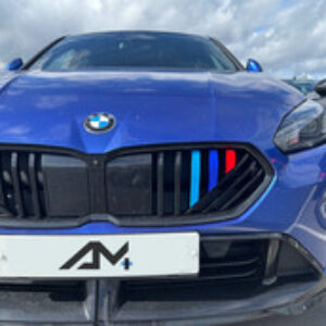 Inserti griglia lucida strisce tricolore BMW Serie 1 F70 M Sport VENDITORE UK