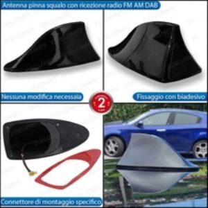 ANTENNA PINNA SQUALO NERA LUCIDA PER RENAULT CLIO 4 VERA RICEZIONE RADIO