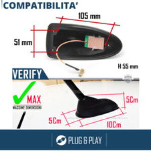 Antenna Auto a PINNA DI SQUALO Blu Universale VERA Ricezione RADIO AM-FM-DAB+