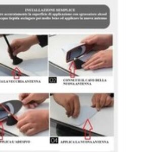 ANTENNA FM AM PER AUTO PINNA SQUALO BIANCO TETTO ADESIVO AUTORADIO 1 DIN 2 DIN