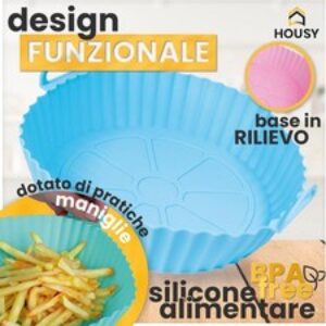 3 Teglie per Friggitrice Ad Aria, Contenitori in Silicone per Cestello 20X20Cm