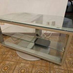 Tavolino Portatelevisore Salotto in vetro e acciaio Casa, arredamento e bricolage Arredamento