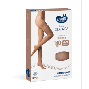Sauber Pharma Sauber Linea Classica Autoreggenti in Maglia Microrete 140 Den Neutro Beige Taglia 5 Sauber Pharma